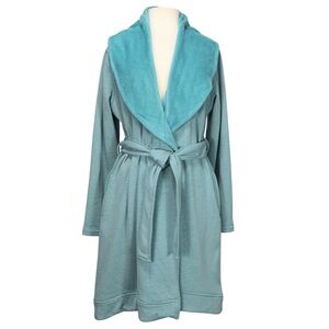 UGG Shawl Collar Duffield Long Sleeve Bath Robe Cozy Women’s L Striped Teal